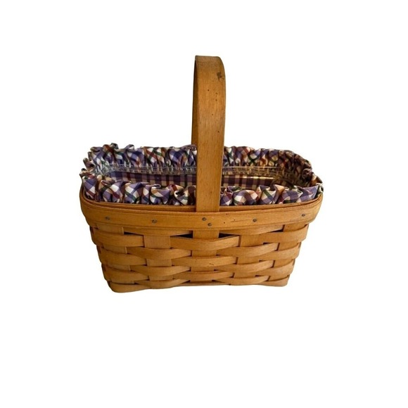 The Unbranded Brand Other - Longaberger Handwoven Picnic Basket With Fabric Liner and Plastic Protector